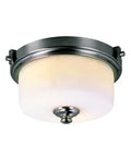 13"W 2-Light Brushed Nickel with White Frosted Glass Shade Flush Mount Light Fixture