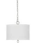 14"W Light Pendant Brushed Nickel Finish with Oatmeal Linen Shade