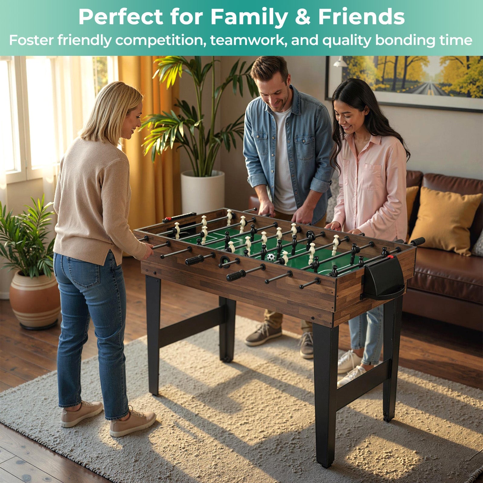 10-in-1 Combo Game Table Set 50inch Multi-Game Table with Foosball-Brown