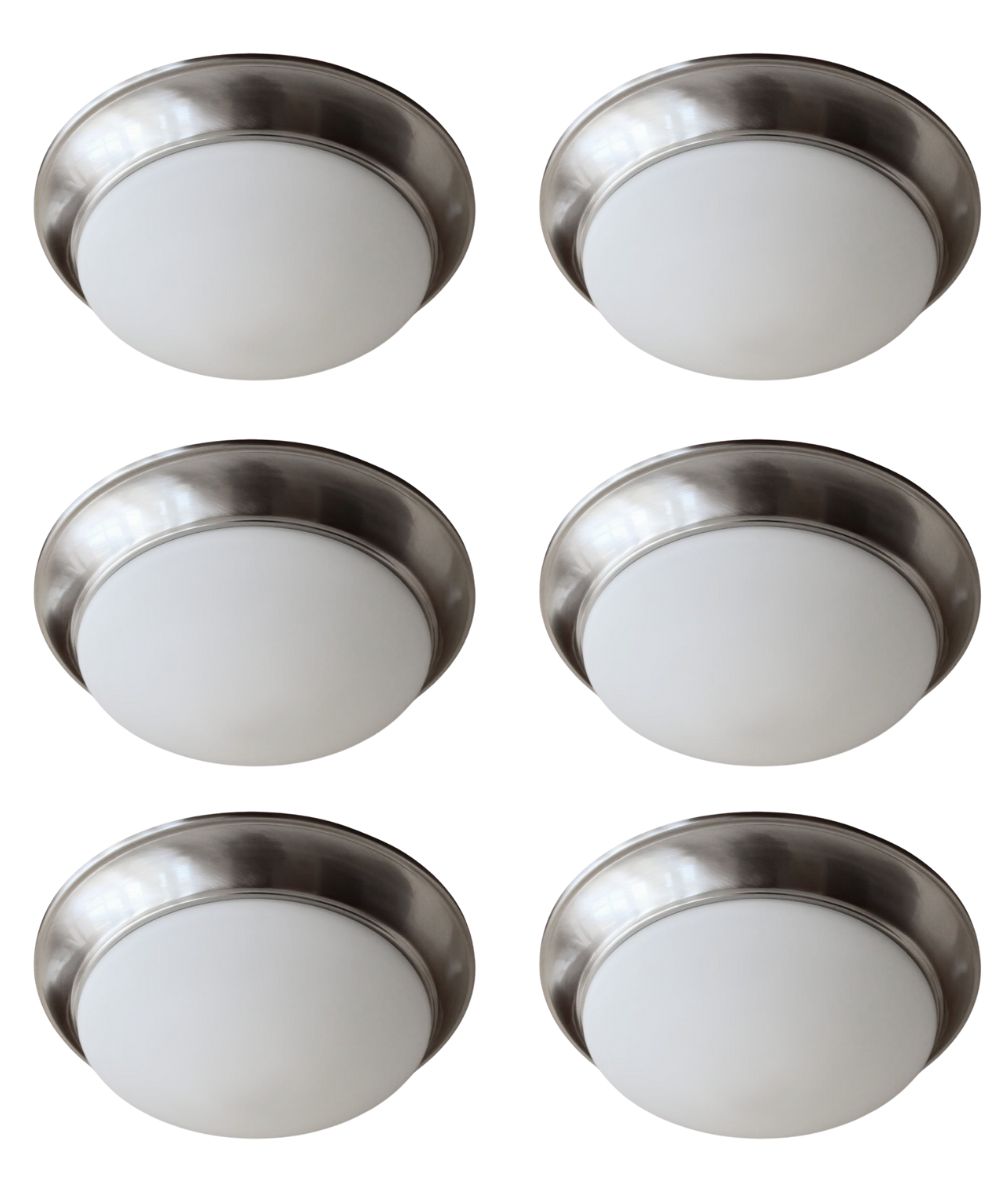 13"w 1-Light LED Flush Mount [6 PACK] Ceiling Lights Brushed Nickel Finish by RP Lighting