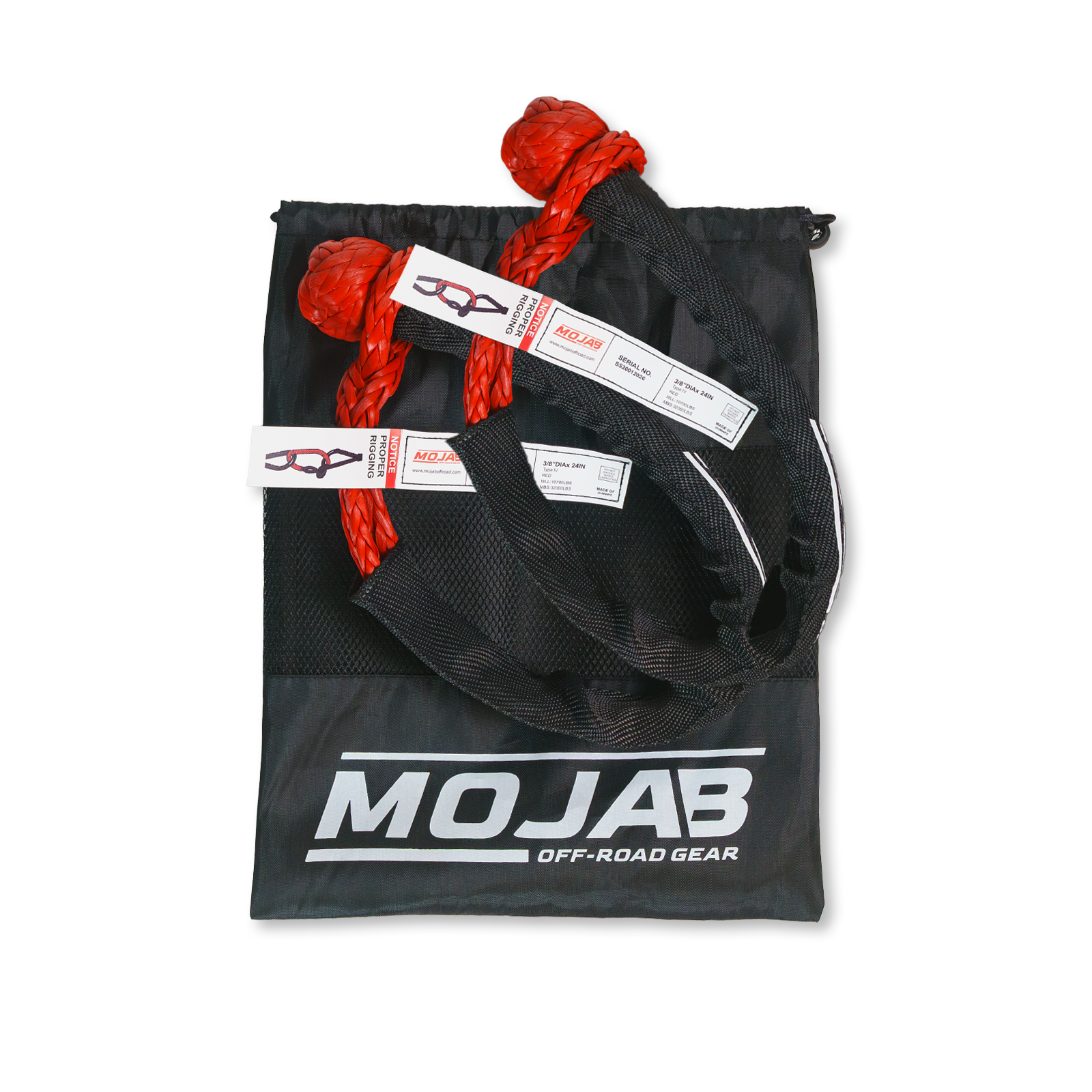 Soft Shackle 3/8'' x 24” with sleeve and bag (Set of 2 Shackles) (Lifetime Warranty)