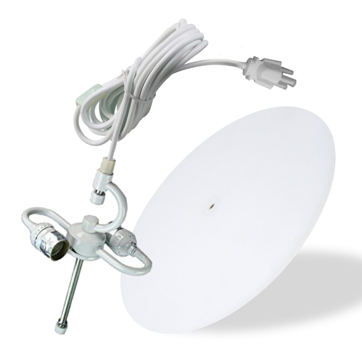 16"W 2 Light Swag Plug-In Pendant  Textured Oatmeal with Diffuser White Cord
