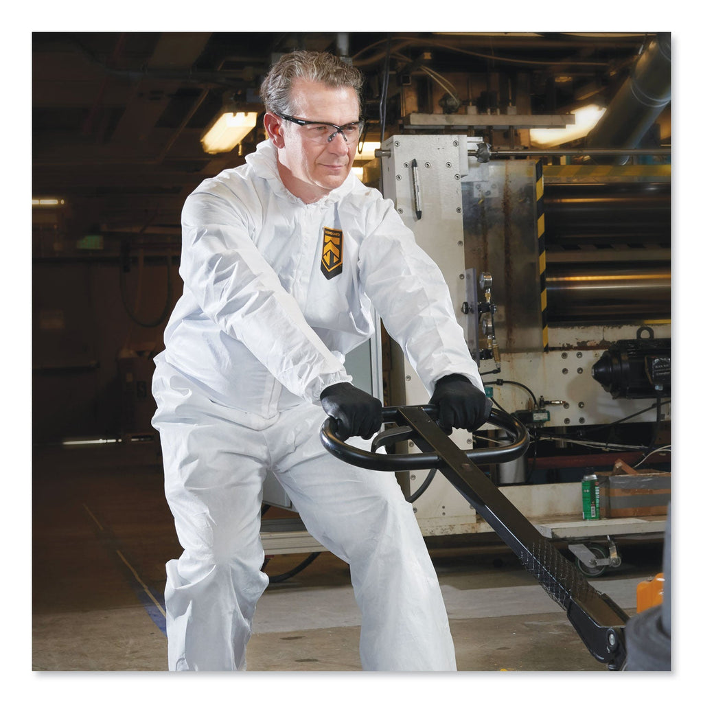 KleenGuard A20 Breathable Particle Protection Coveralls, Zipper Front, Large, White