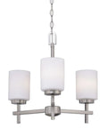 18"W 3-Light LED Chandelier Light Fixture Brushed Nickel Finish with Frosted Opal Glass Shades