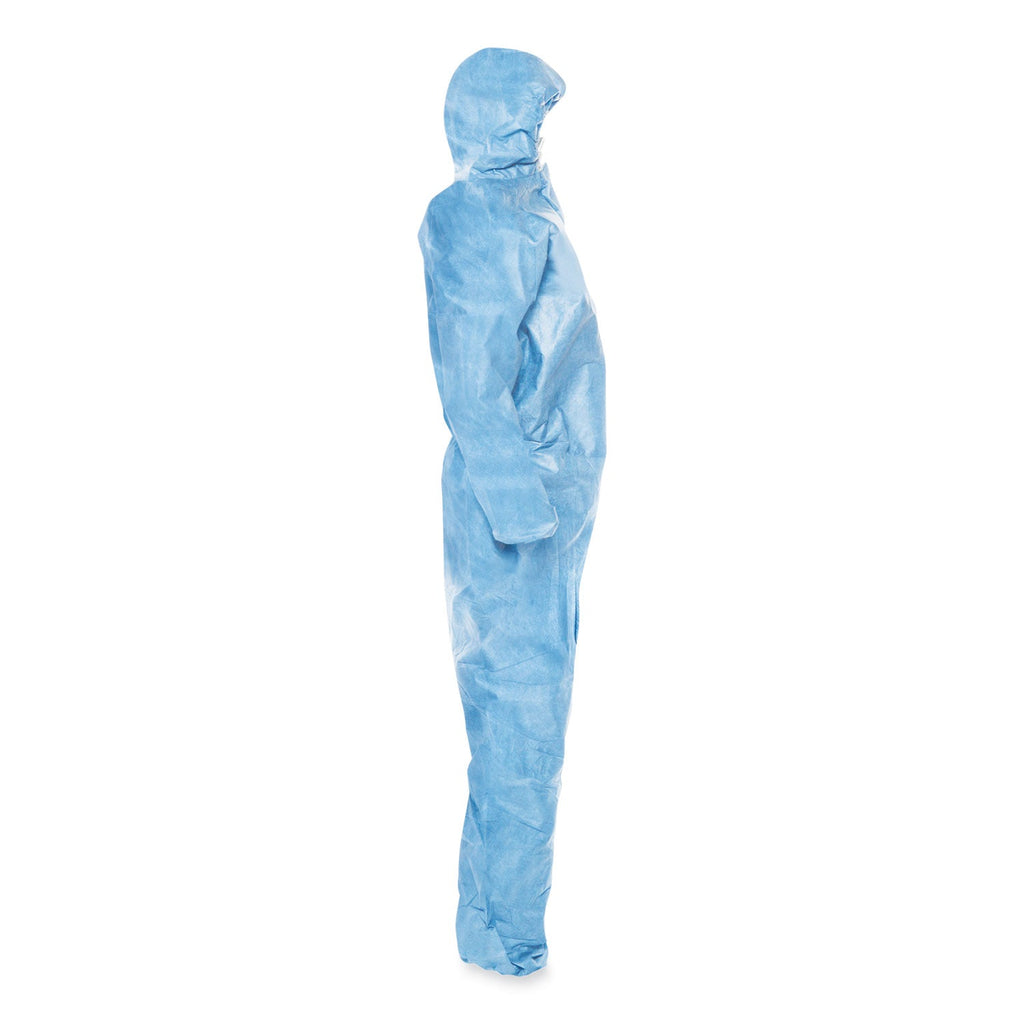KleenGuard A65 Zipper Front Flame-Resistant Hooded Coveralls, Elastic Wrist and Ankles, 2X-Large, Blue, 25/Carton