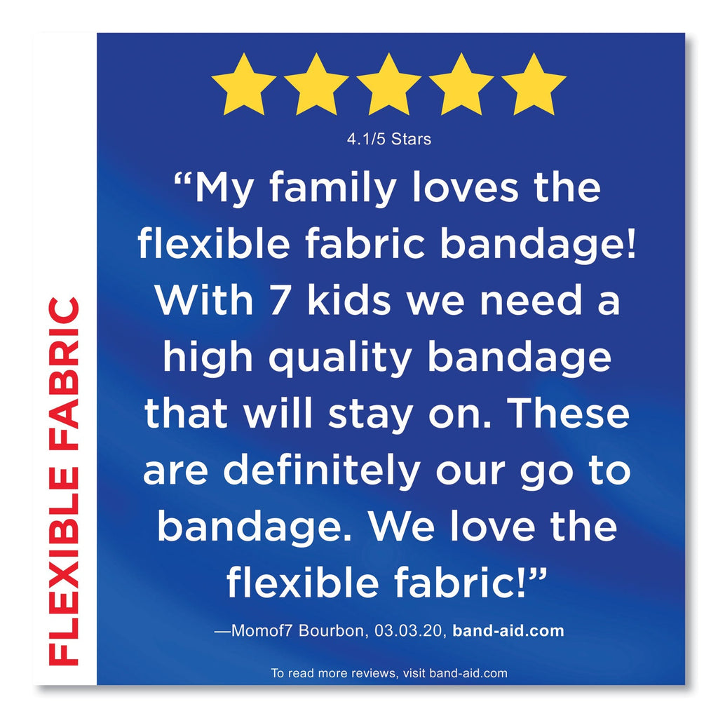 BAND-AID Flexible Fabric Adhesive Bandages, 1 x 3, 100/Box