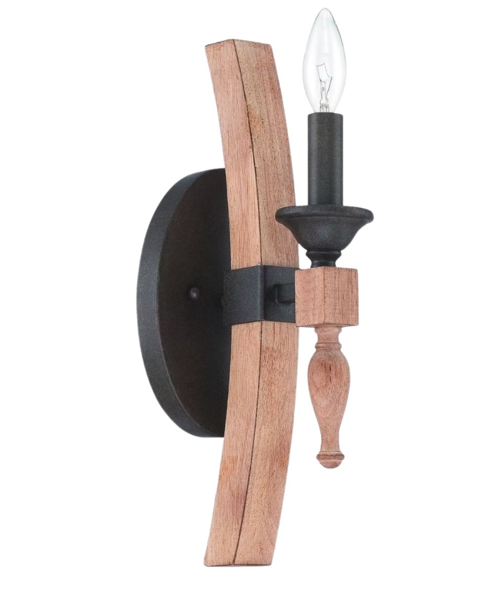 Glenwood 5"W 1-Light Aged Bronze and Distressed Oak Finish Wall Sconce Light Fixture