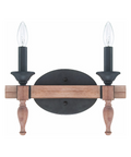 Glenwood 14"W 2-Light Aged Bronze and Distressed Oak Finish Bathroom Vanity Light Fixture