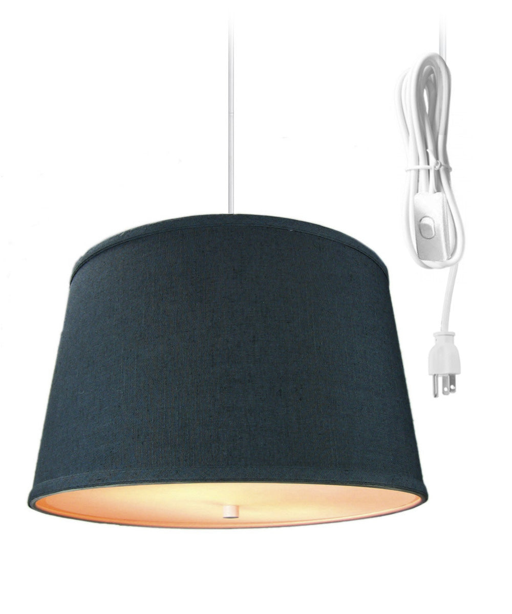 10"W 2 Light Swag Plug-In Pendant Light Textured Slate Blue with Diffuser White Cord
