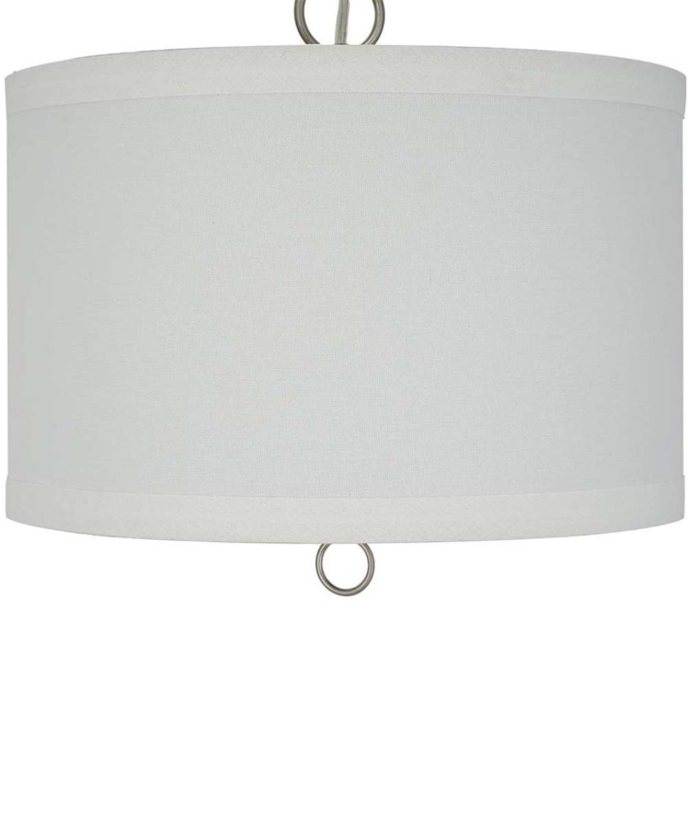 14"W Light Pendant Brushed Nickel Finish with Oatmeal Linen Shade