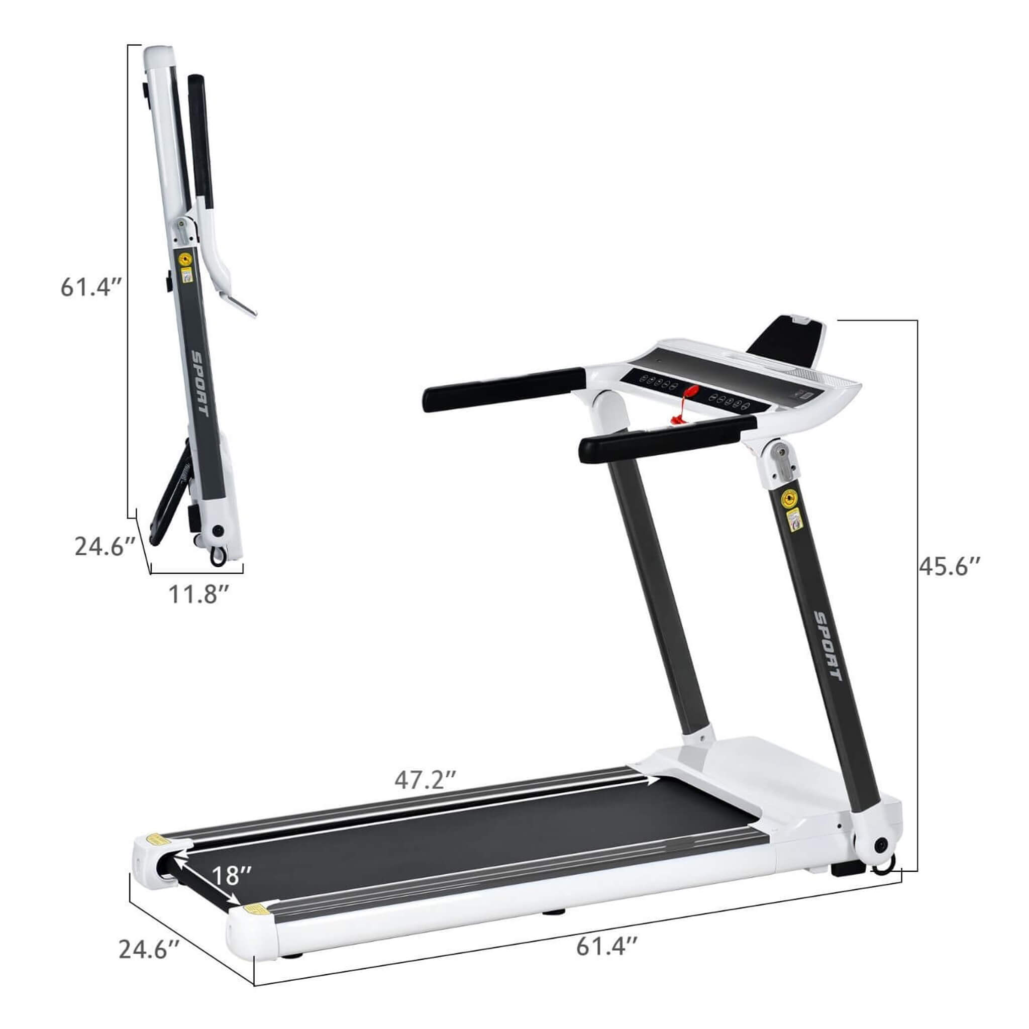 Rovix Portable Compact Home Cardio Fitness Treadmill With 3.5HP Electric Motor & Bluetooth Speakers (SAK32416)